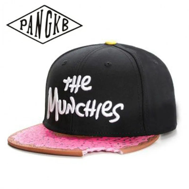 Brand MUNCHIES CAP Snacks Pink Snapback Hat Men Women Adult Hip Hop Headwear Outdoor Casual Sun Baseball Cap Gorras Bone